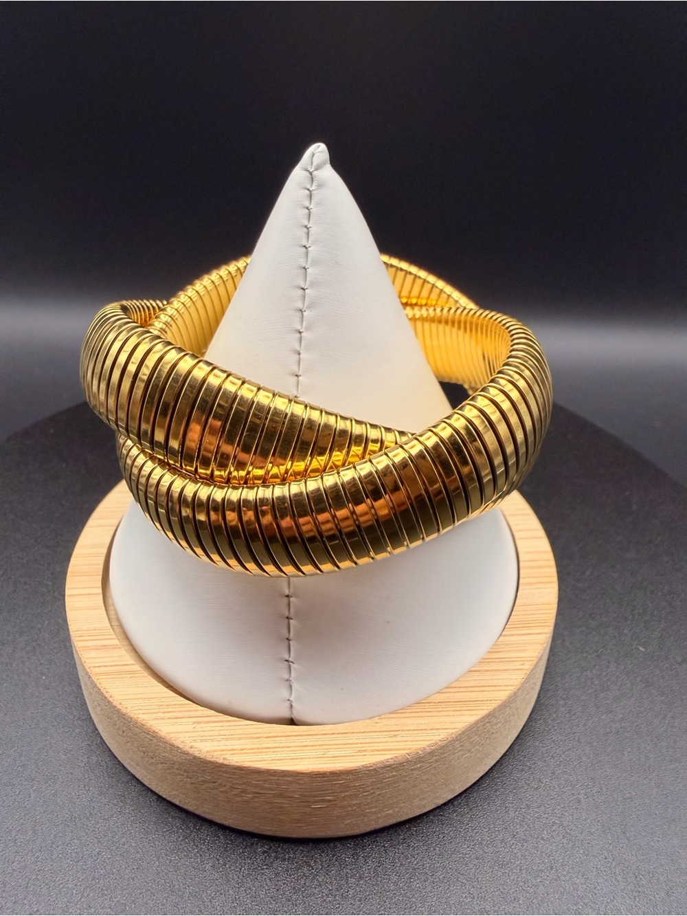 18K Gold PVD 316L Stainless Steel Stretch Bracelet
